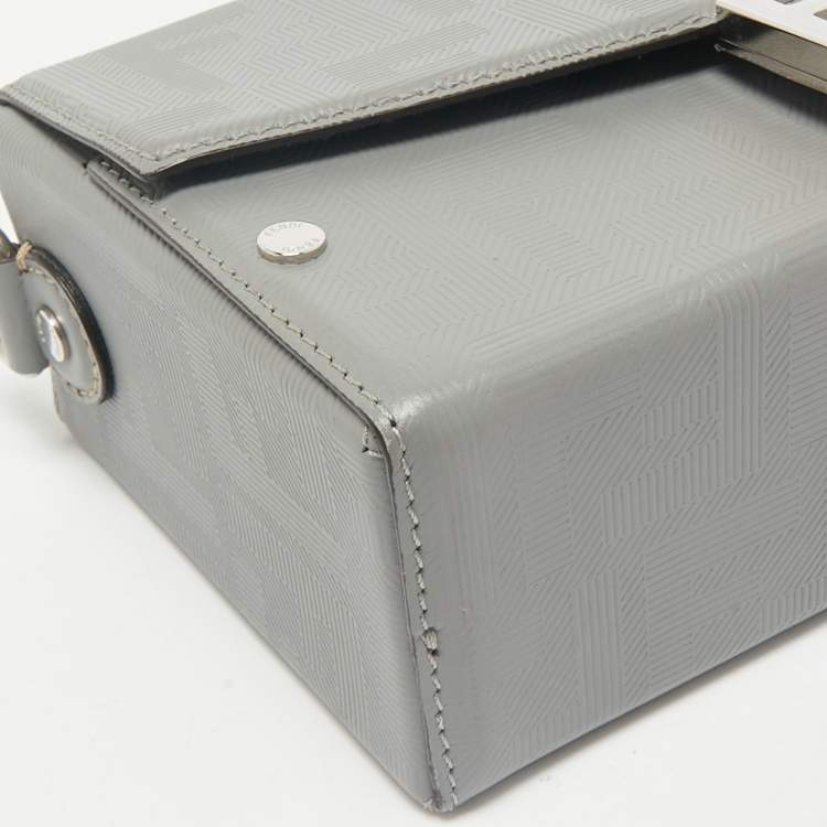 Pre Owned Fendi Grey FF Embossed Leather Soft Trunk Baguette Bag