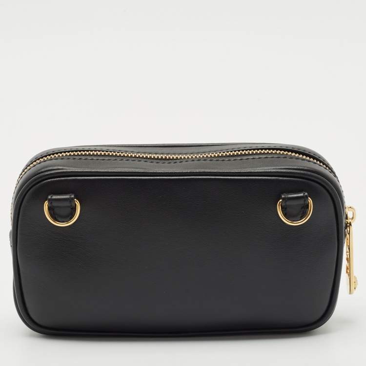 Pre Owned Fendi x Versace Black/Gold Leather Fendace Camera Crossbody Bag