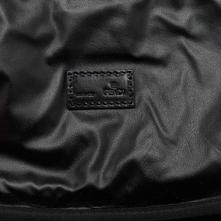 Pre Owned Fendi Black Zucchino Canvas and Leather Zip Around Pouch