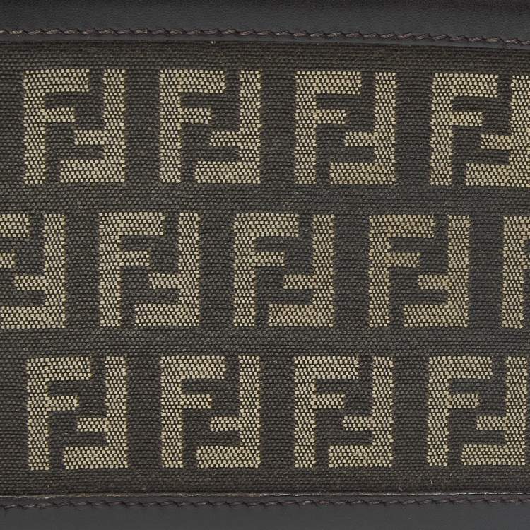 Pre Owned Fendi Tobacco Zucchino Fabric and Leather Bifold Wallet
