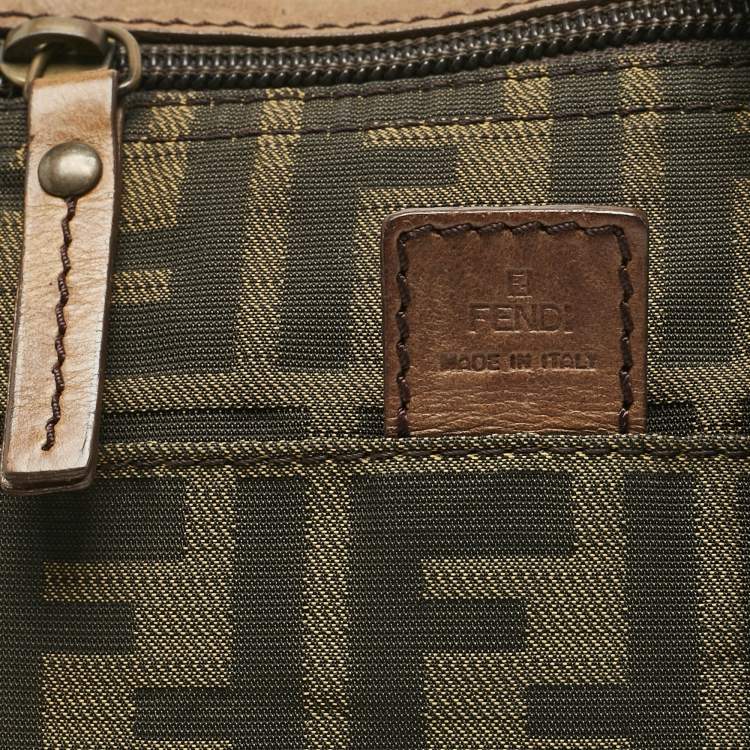 Pre Owned Fendi Tobacco Zucca Nylon Flat Crossbody Bag