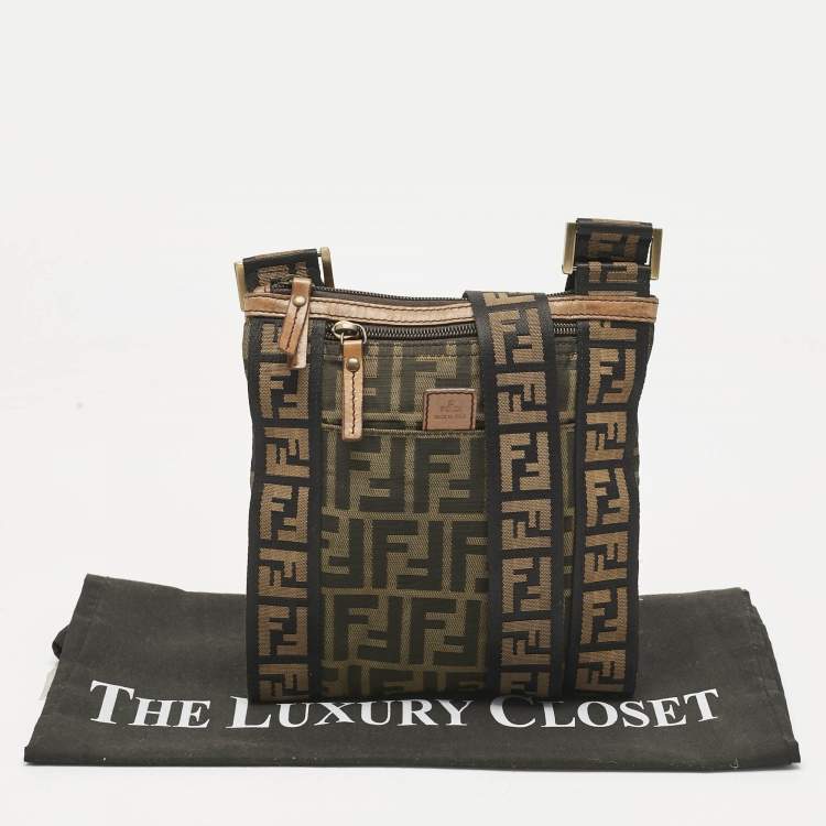 Pre Owned Fendi Tobacco Zucca Nylon Flat Crossbody Bag