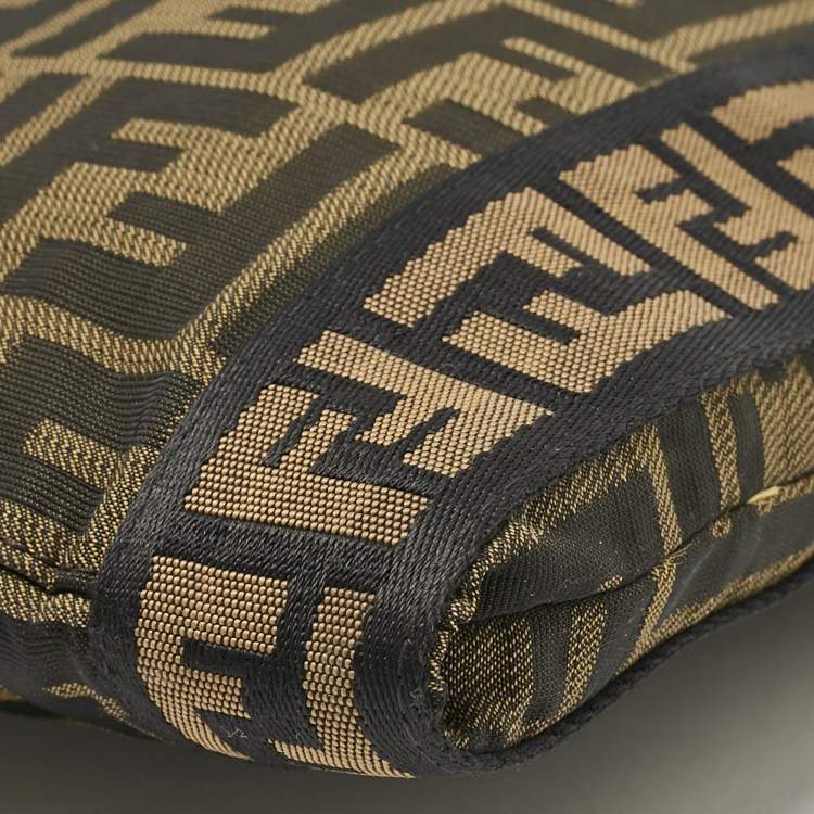 Pre Owned Fendi Tobacco Zucca Nylon Flat Crossbody Bag