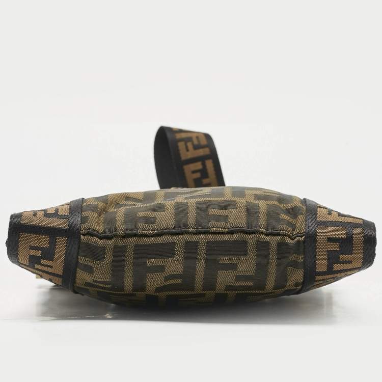 Pre Owned Fendi Tobacco Zucca Nylon Flat Crossbody Bag