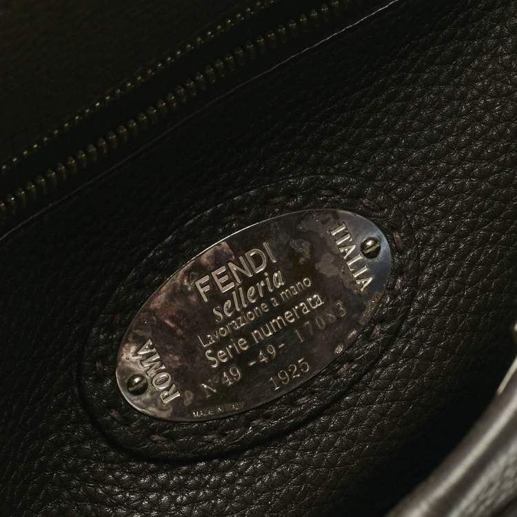 Pre Owned Fendi Dark Brown Selleria Leather Mini Peekaboo Fit Key Tote