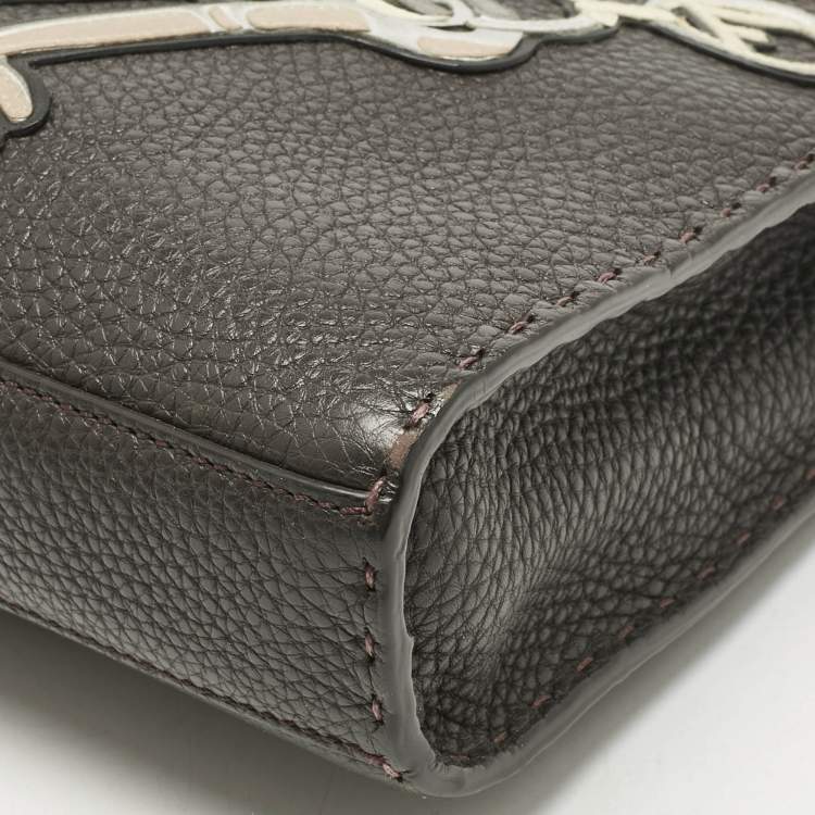 Pre Owned Fendi Dark Brown Selleria Leather Mini Peekaboo Fit Key Tote