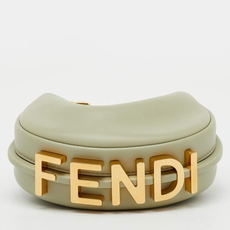 Pre Owned Fendi Pastel Green Leather Nano Fendigraphy Bag
