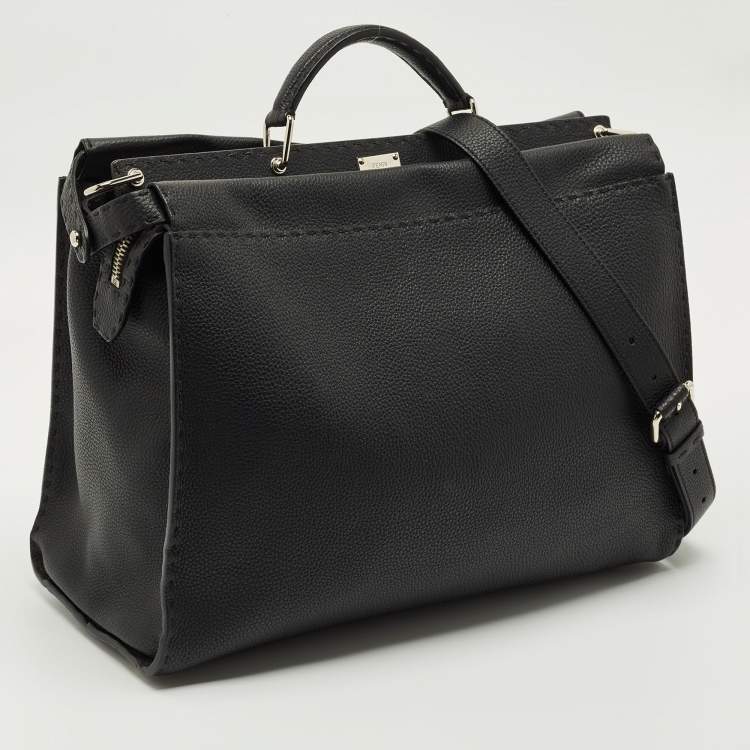 Pre Owned Fendi Black Selleria Leather Monster Peekaboo Iseeu Briefcase