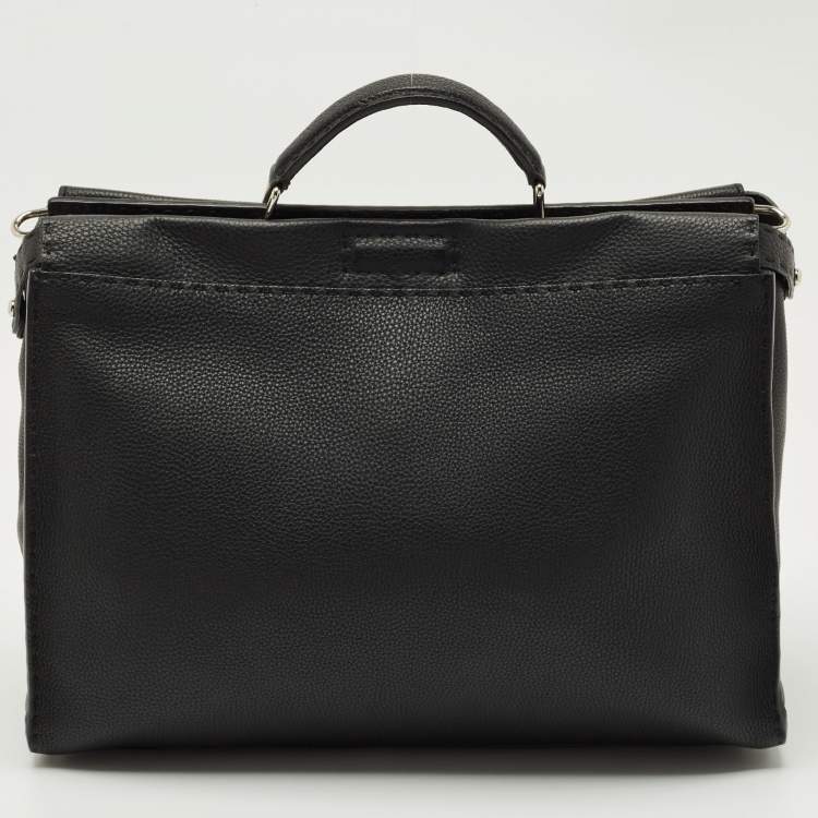 Pre Owned Fendi Black Selleria Leather Monster Peekaboo Iseeu Briefcase