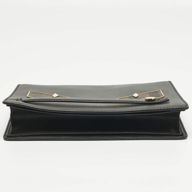 Pre Owned Fendi Black Leather Monster Clutch