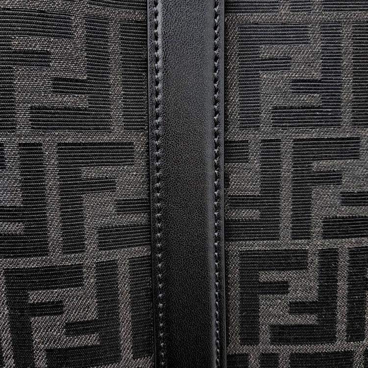 Pre Owned Fendi Black Fabric FF Jacquard Shopper