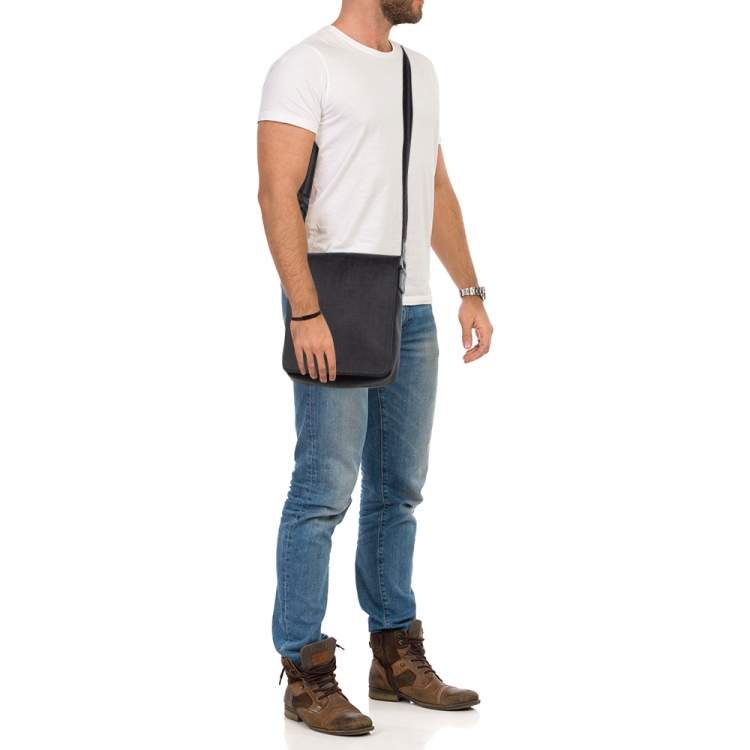 Pre Owned Fendi Black Zucca Coated Canvas Flap Messenger Bag