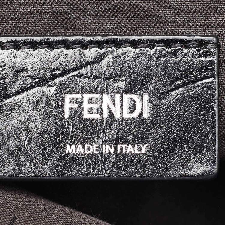 Pre Owned Fendi Black Zucca Coated Canvas Flap Messenger Bag