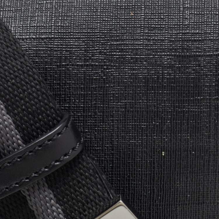 Pre Owned Fendi Black Zucca Coated Canvas Flap Messenger Bag