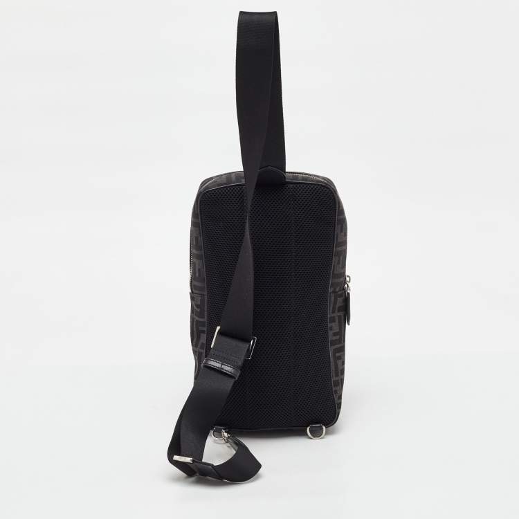 Pre Owned Fendi Black Zucca Canvas and Leather Convertible Backpack