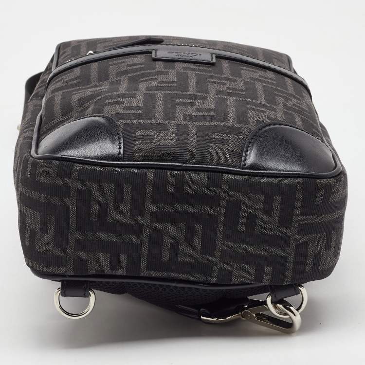 Pre Owned Fendi Black Zucca Canvas and Leather Convertible Backpack