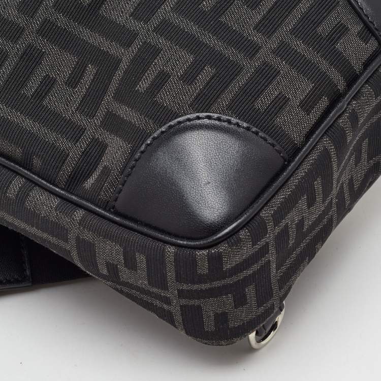 Pre Owned Fendi Black Zucca Canvas and Leather Convertible Backpack