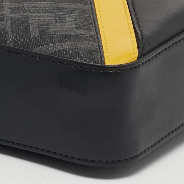 Pre Owned Fendi Diagonal Camera Case Grey/Black FF Coated Canvas and Leather Crossbody Bag