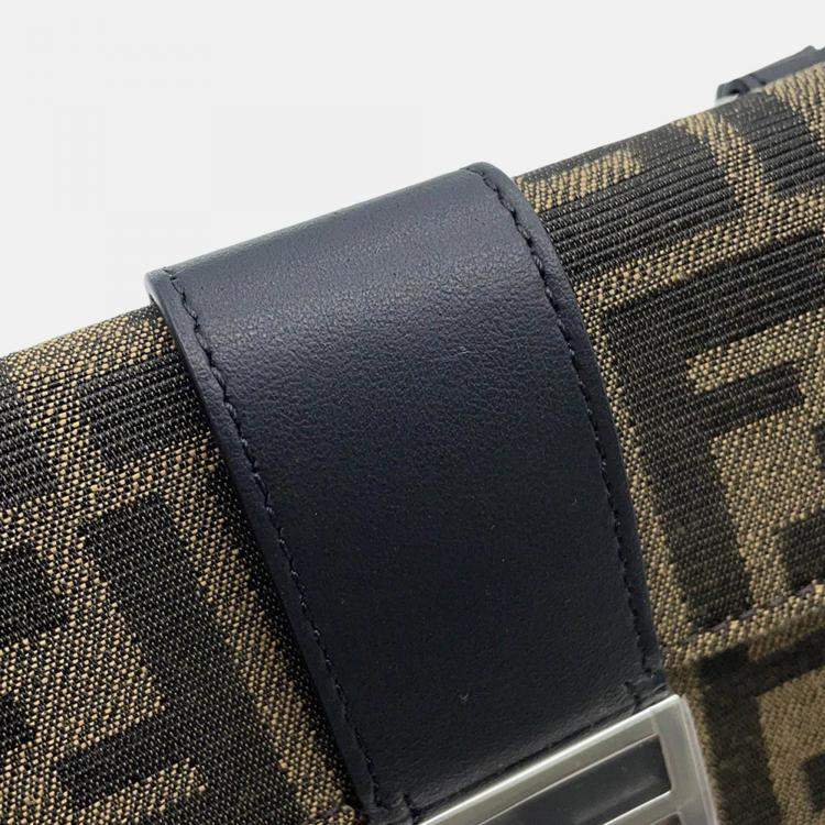 Pre Owned Fendi Baguette Slim Shoulder Bag Brown Canvas