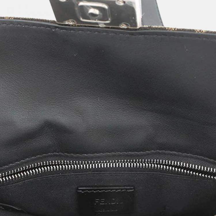 Pre Owned Fendi Baguette Slim Shoulder Bag Brown Canvas