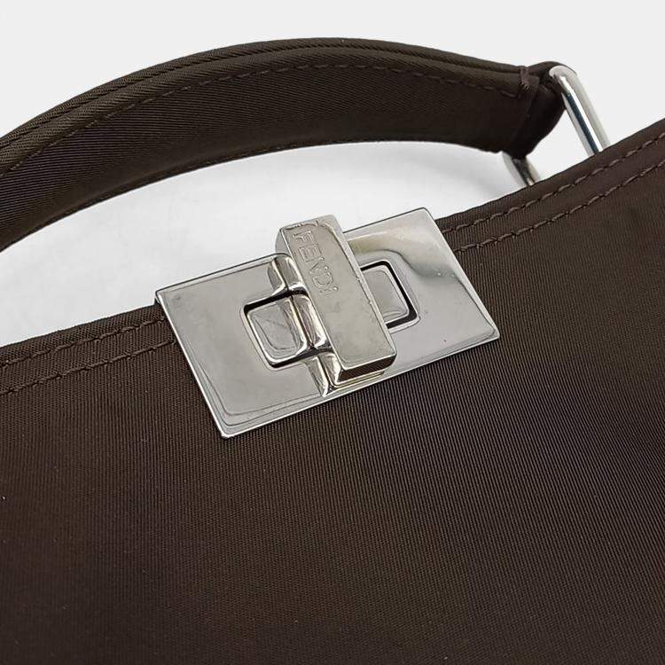 Pre Owned Fendi Brown Fabric Peekaboo I See U Mini