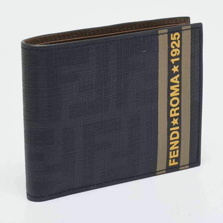 Pre Owned Fendi Black/Grey Zucca Coated Canvas Bifold Wallet