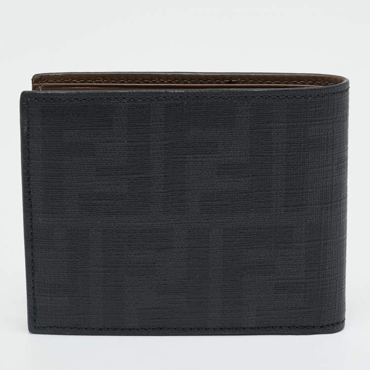 Pre Owned Fendi Black/Grey Zucca Coated Canvas Bifold Wallet