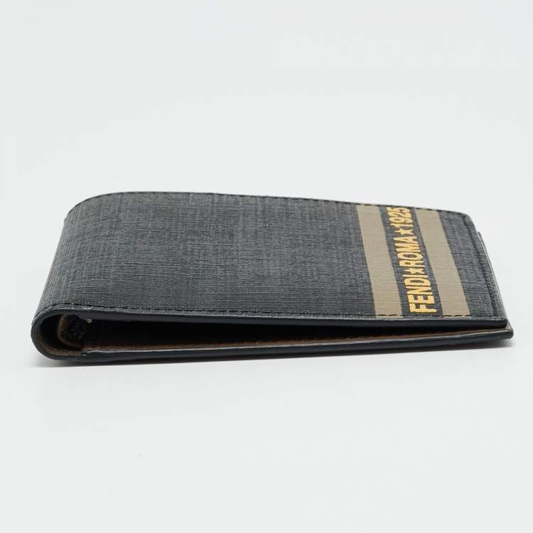Pre Owned Fendi Black/Grey Zucca Coated Canvas Bifold Wallet