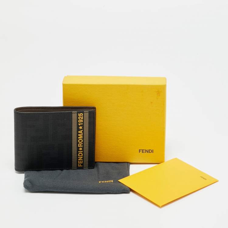 Pre Owned Fendi Black/Grey Zucca Coated Canvas Bifold Wallet