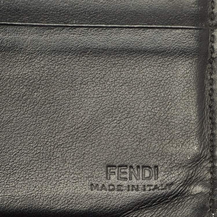 Pre Owned Fendi Brown/Black Zucca Coated Canvas and Leather Bifold Wallet