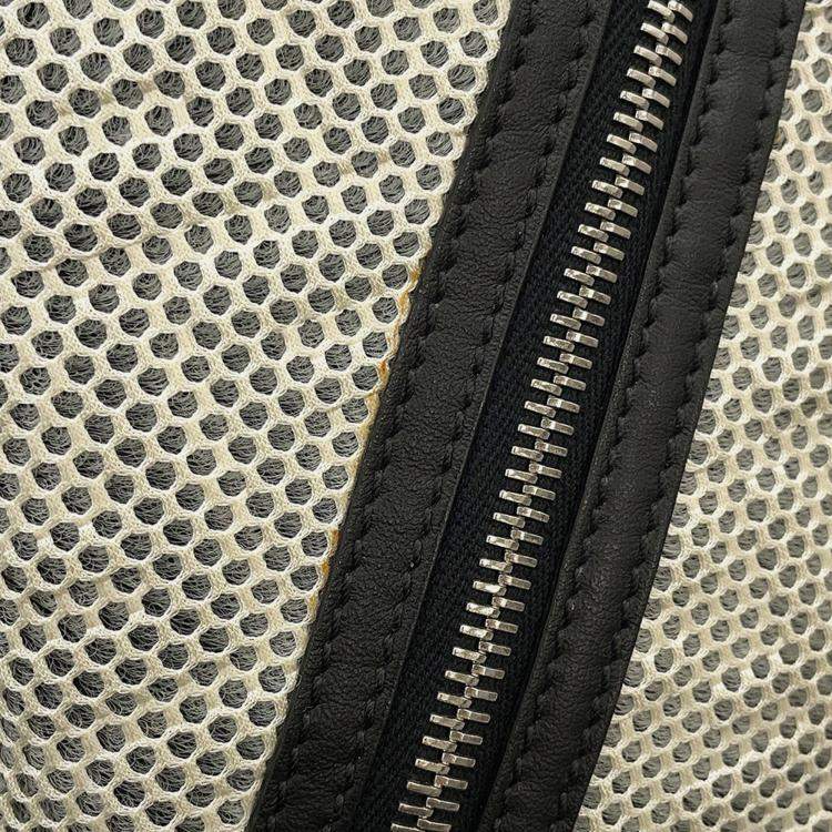 Pre Owned Fendi Logo Backpack Ivory/Black Nylon Mesh