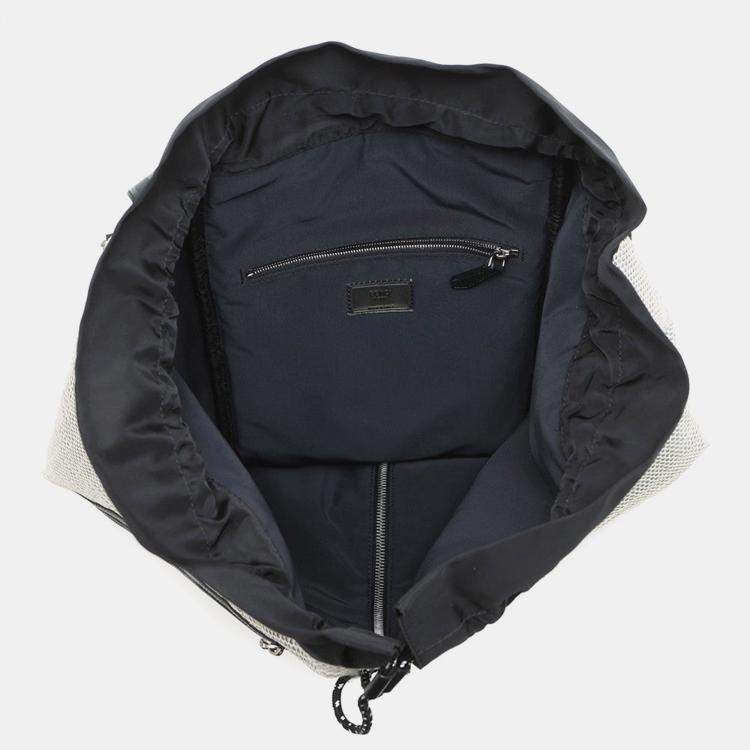 Pre Owned Fendi Logo Backpack Ivory/Black Nylon Mesh