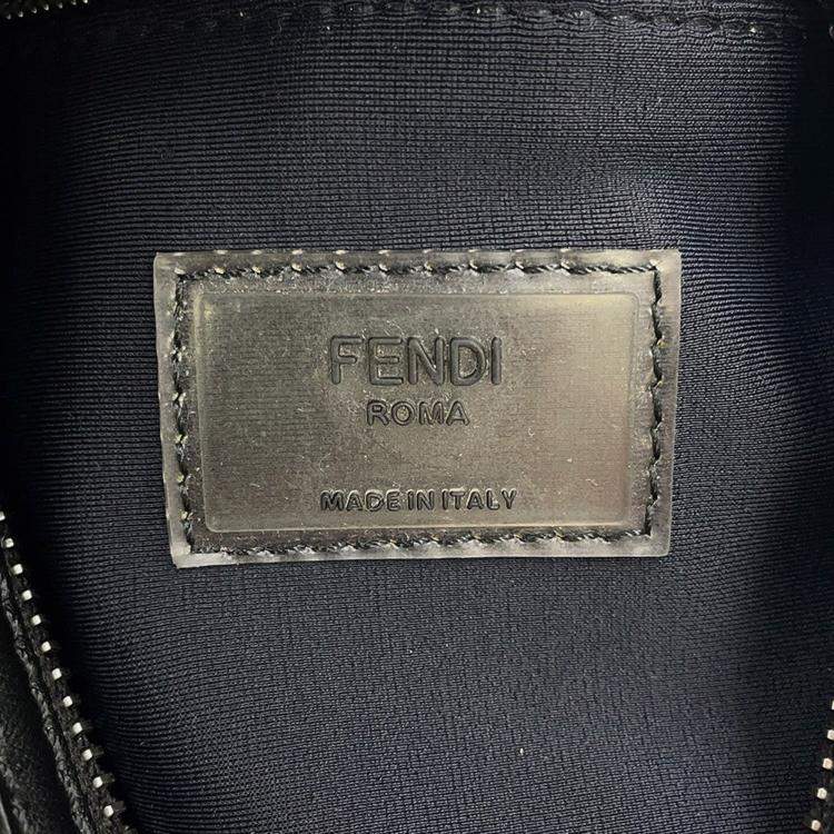 Pre Owned Fendi Logo Backpack Ivory/Black Nylon Mesh