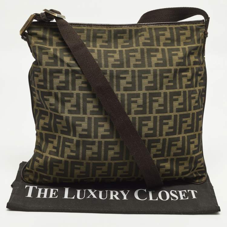 Pre Owned Fendi Tobacco Zucca Nylon Messenger Bag