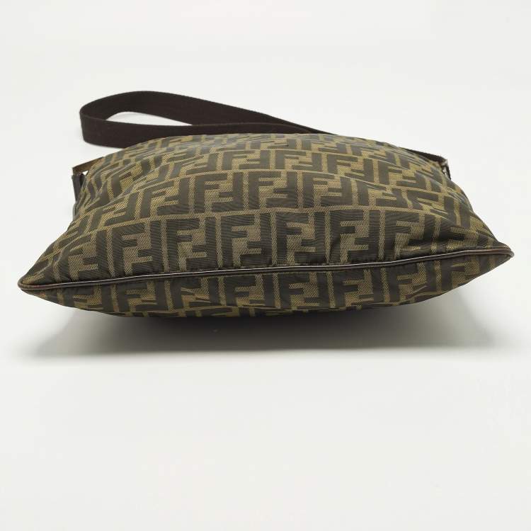 Pre Owned Fendi Tobacco Zucca Nylon Messenger Bag