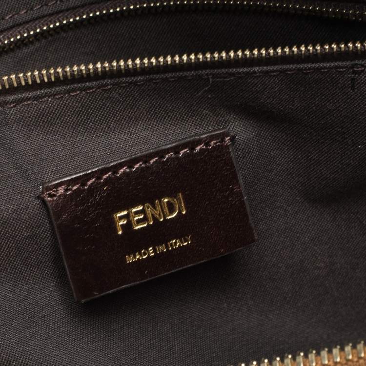 Pre Owned Fendi White Leather Logo Mania Weekender Bag