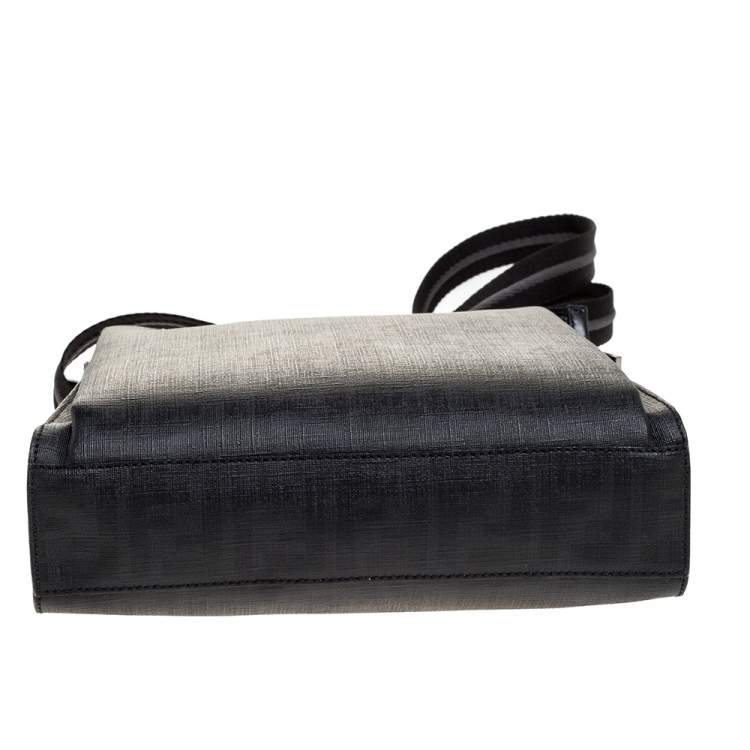 Pre Owned Fendi Black Zucca Coated Canvas Messenger Bag
