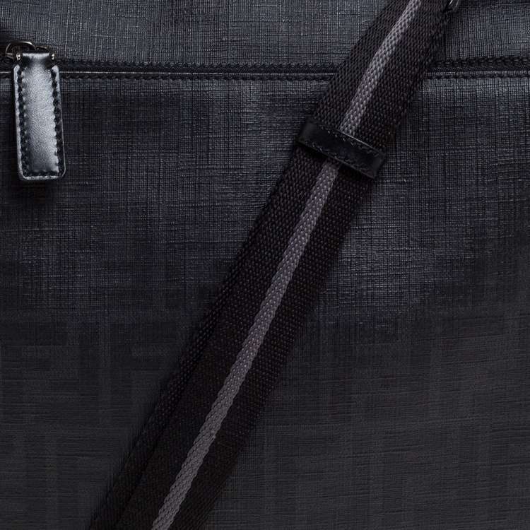 Pre Owned Fendi Black Zucca Coated Canvas Messenger Bag