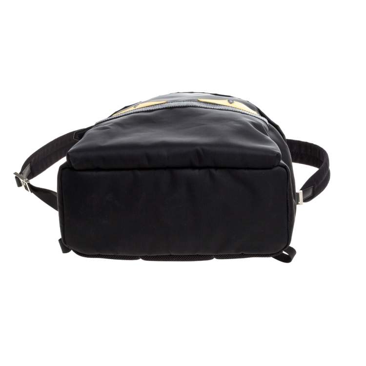 Pre Owned Fendi Black Nylon Monster Eyes Backpack