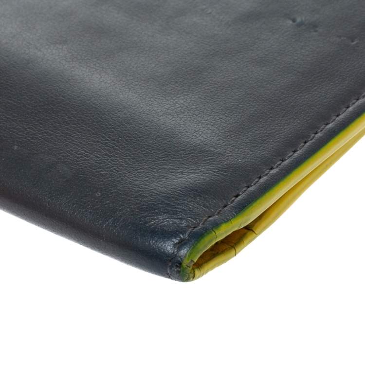 Pre Owned Fendi Dark Grey Leather Monster Eyes Bifold Wallet