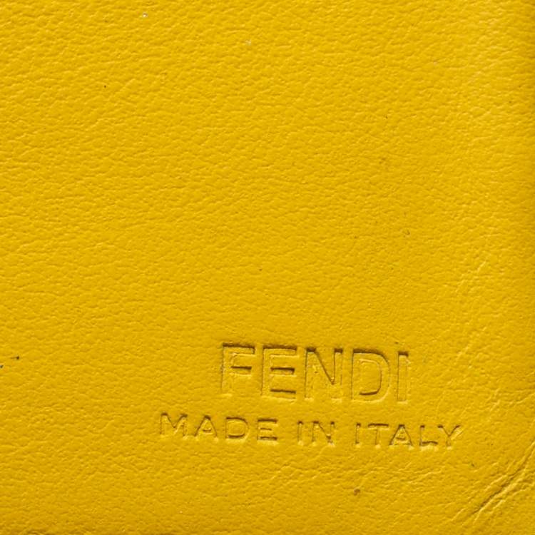 Pre Owned Fendi Dark Grey Leather Monster Eyes Bifold Wallet