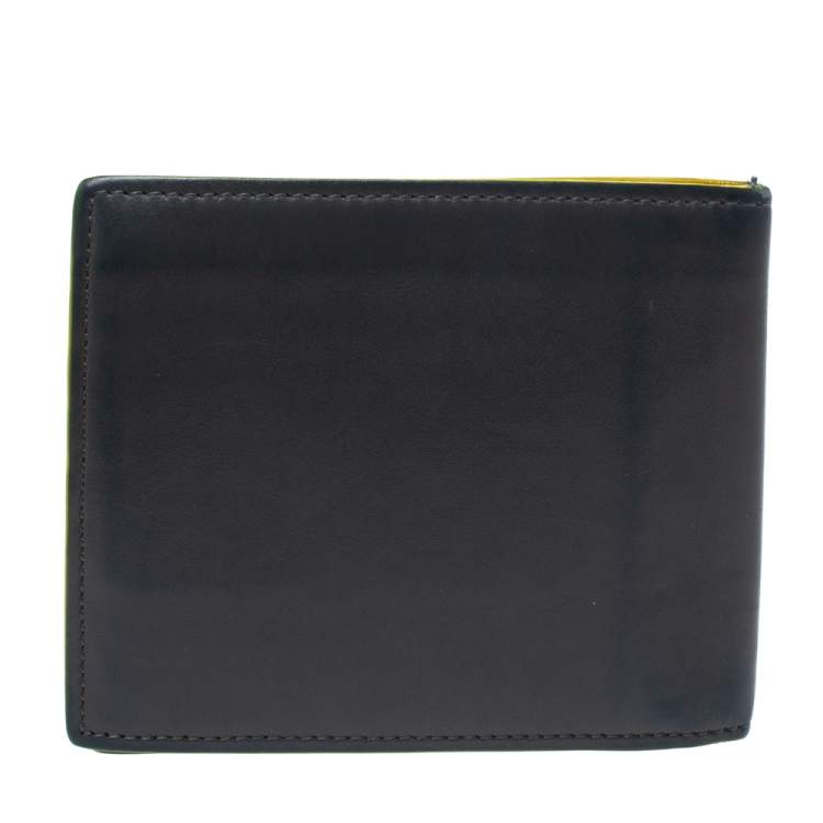 Pre Owned Fendi Dark Grey Leather Monster Eyes Bifold Wallet