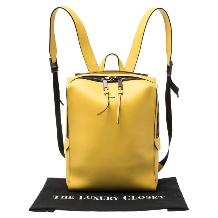 Pre Owned Fendi Mustard Leather Square Backpack