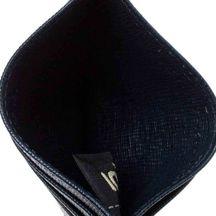 Fendi Blue And Black Bag Bugs Card Holder for Men