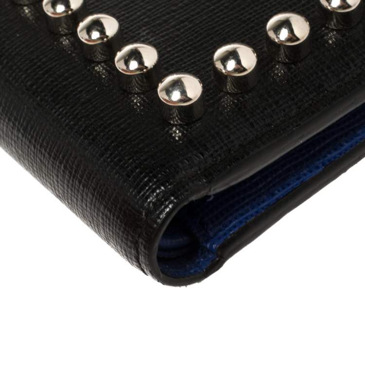 Pre Owned Fendi Black Leather Studded Karlito Bifold Wallet