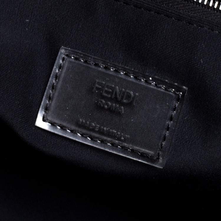 Pre Owned Fendi Black Zucca Mesh and Leather Duffle Bag