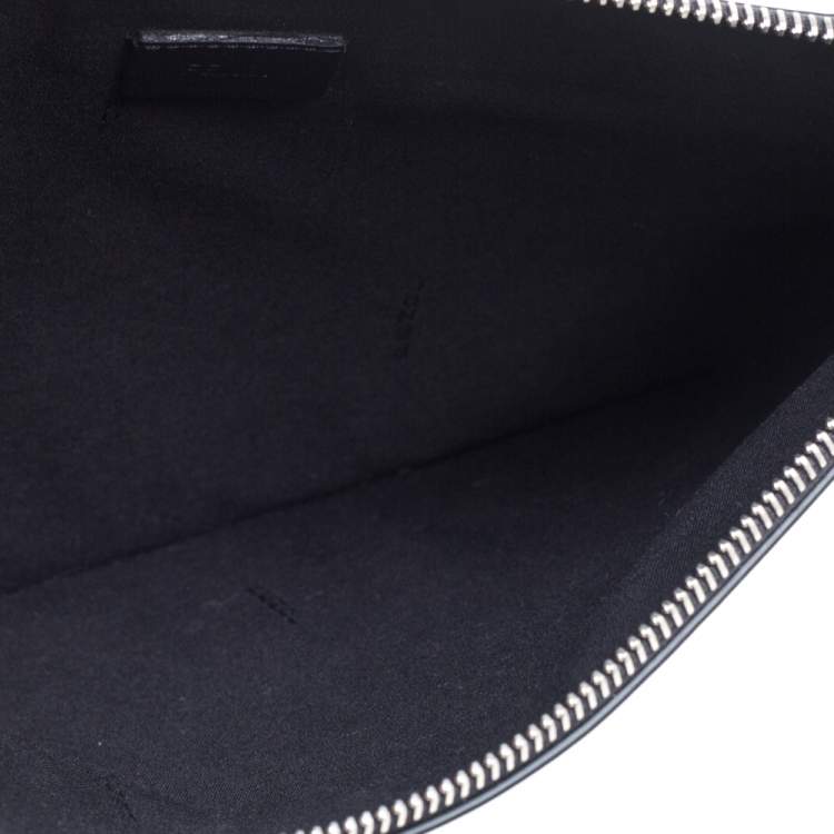 Pre Owned Fendi Black/Yellow Leather Monster Eyes Flat Clutch