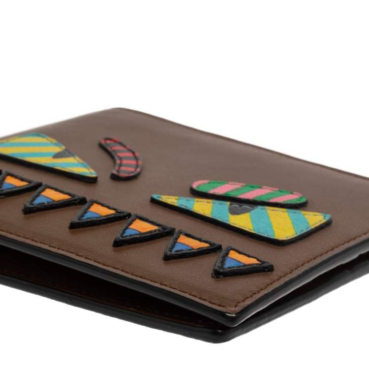 Pre Owned Fendi Multicolor Leather Monster Eyes Bifold Wallet