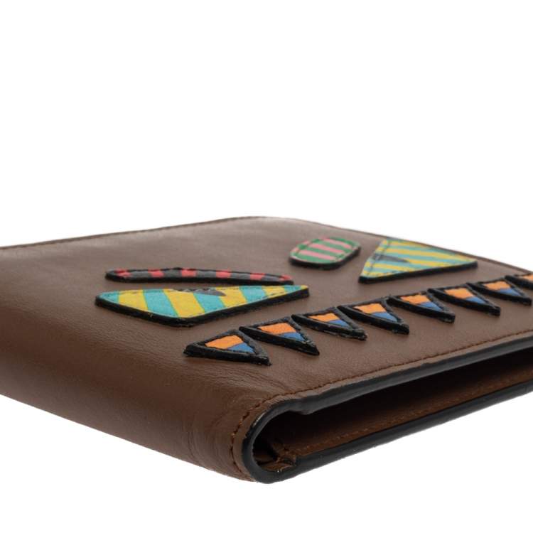 Pre Owned Fendi Multicolor Leather Monster Eyes Bifold Wallet