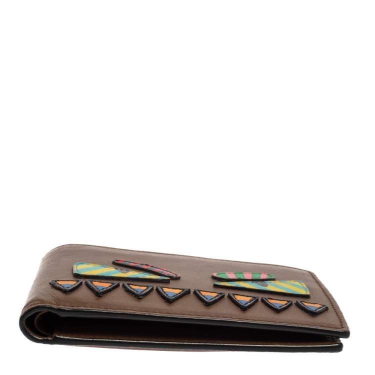 Pre Owned Fendi Multicolor Leather Monster Eyes Bifold Wallet
